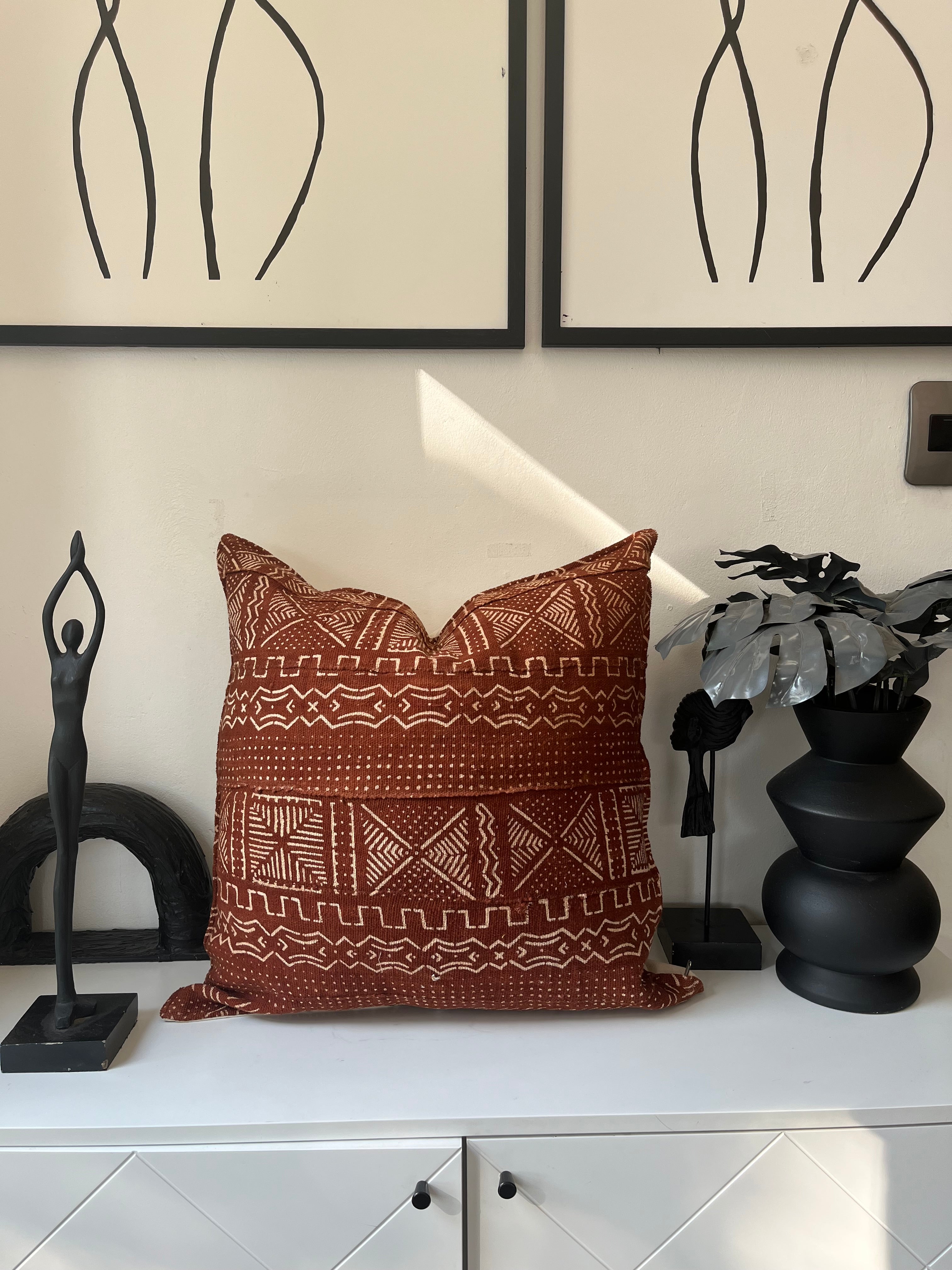 Kalabancoro Terracotta Mudcloth Cushion