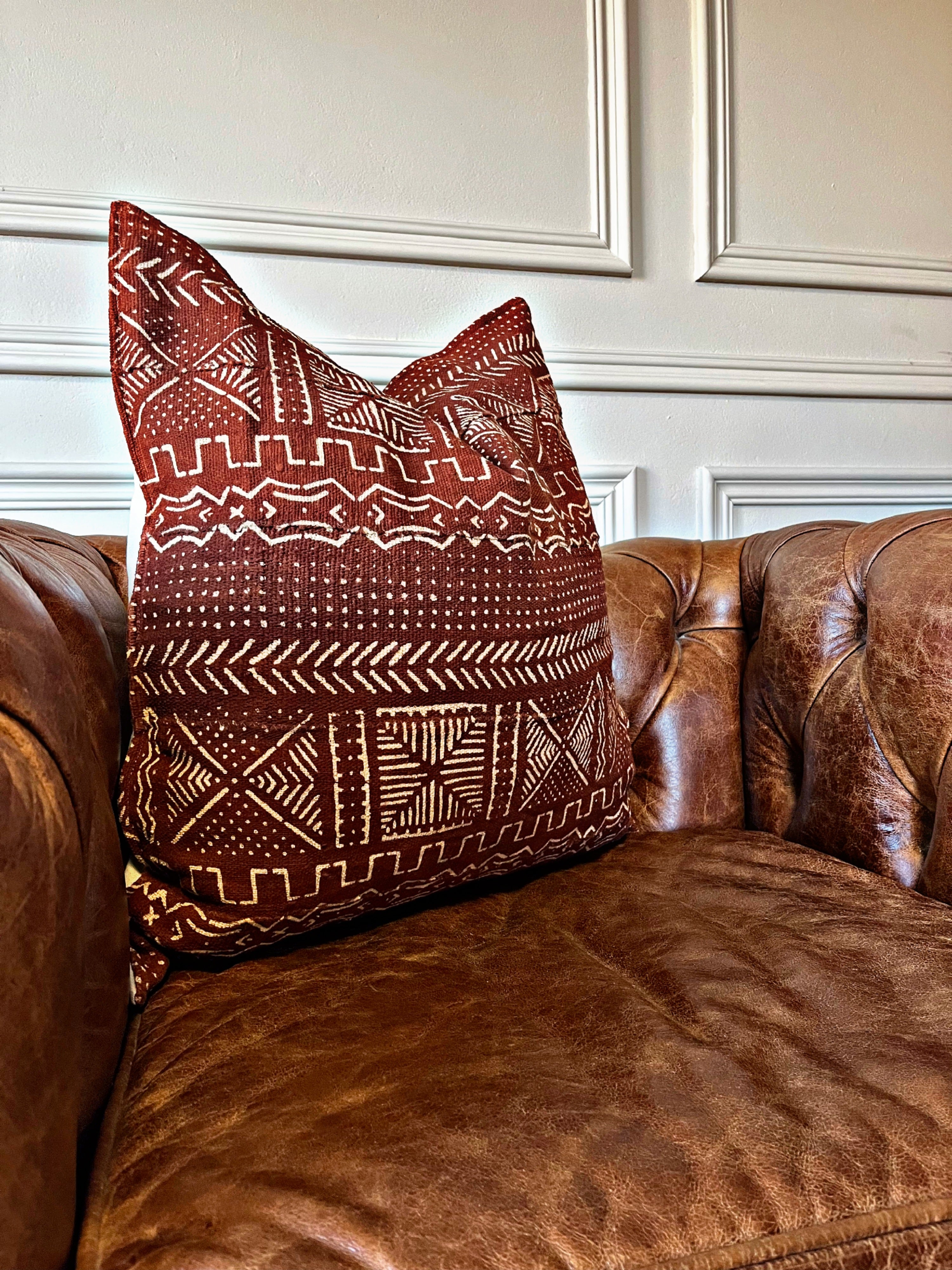 Kalabancoro Terracotta Mudcloth Cushion