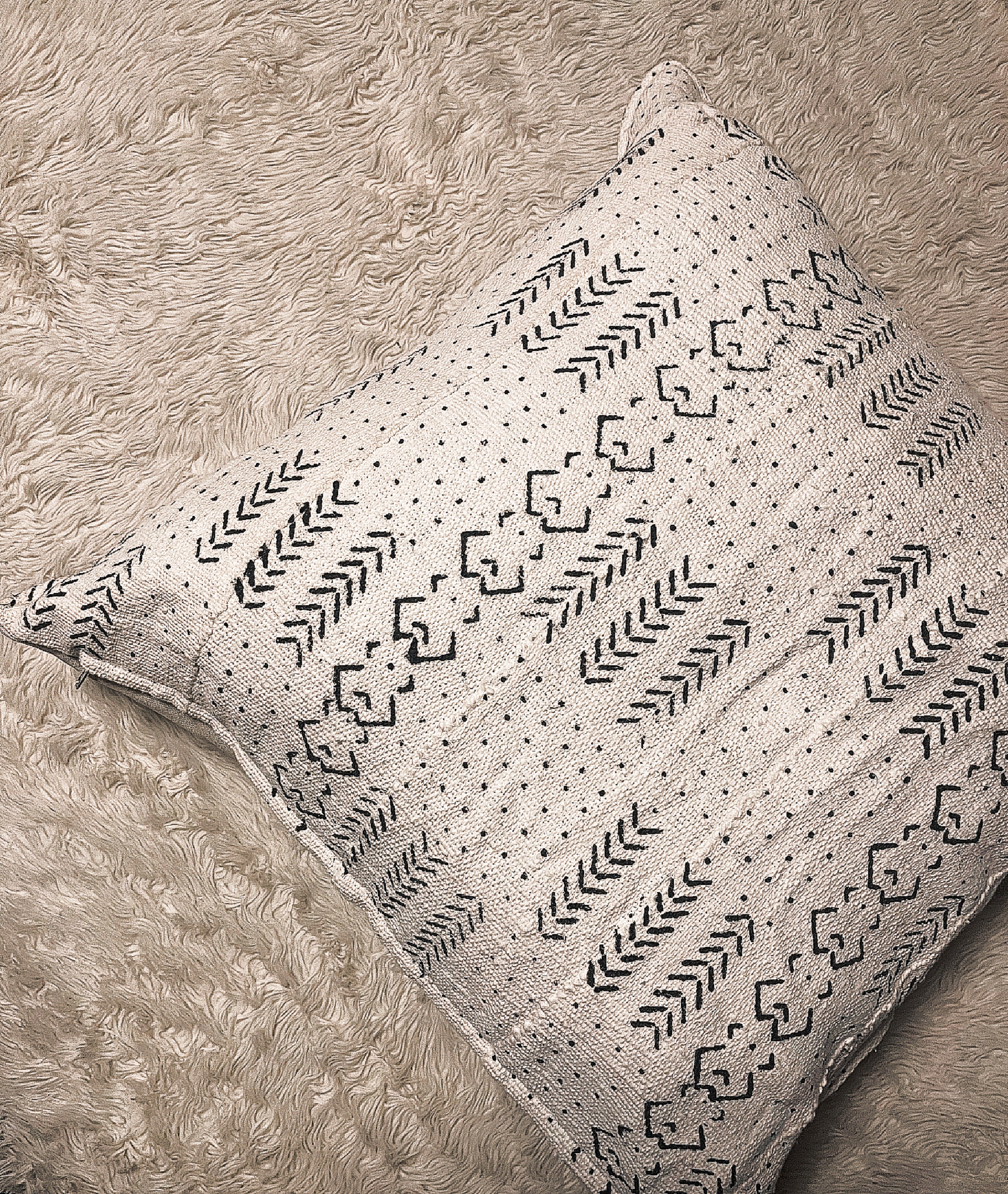 Diema Cream Mudcloth Cushion