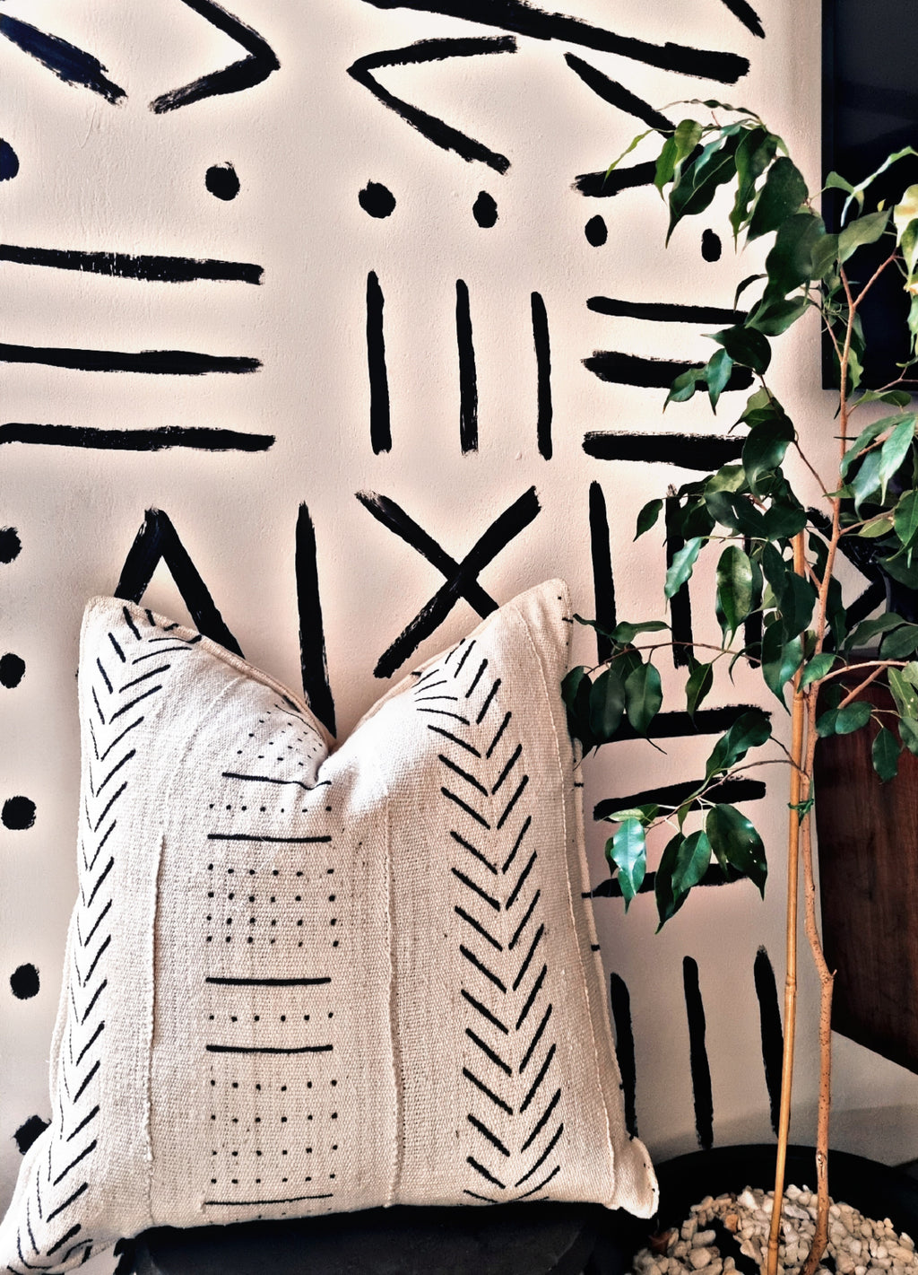 Mopti Cream Mudcloth Cushion