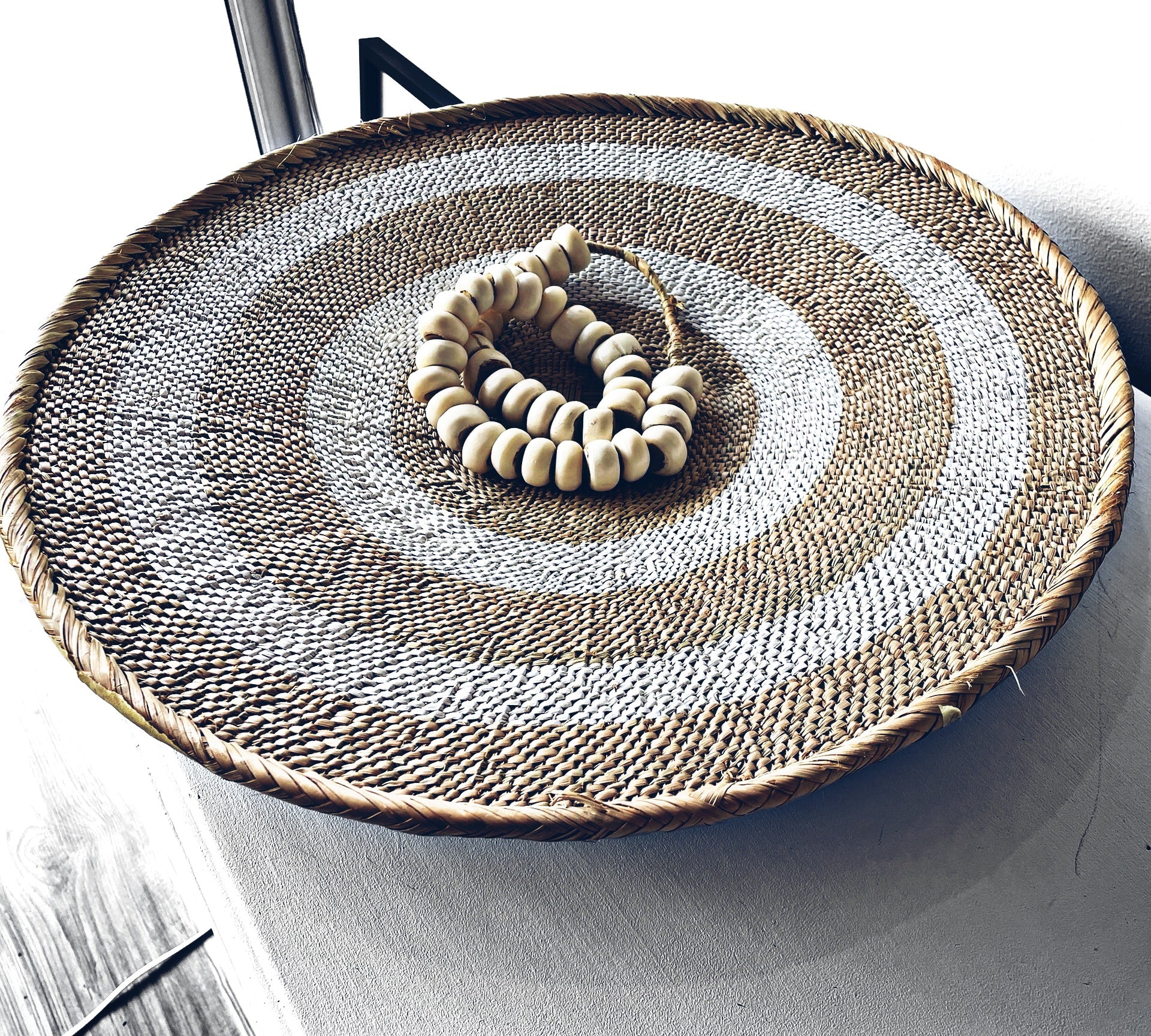 White Painted Tonga Basket 10