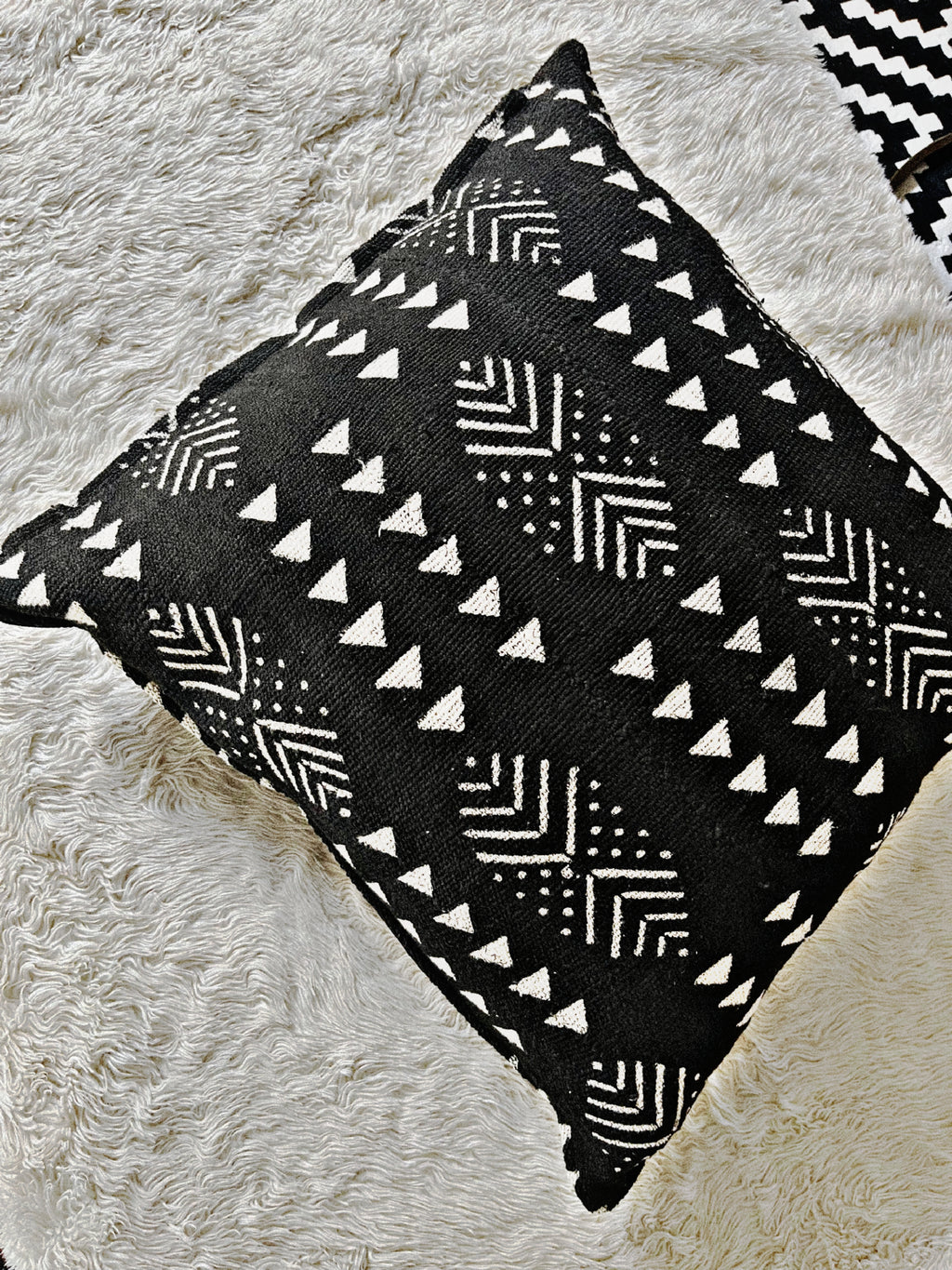 Dire Black Mudcloth Cushion