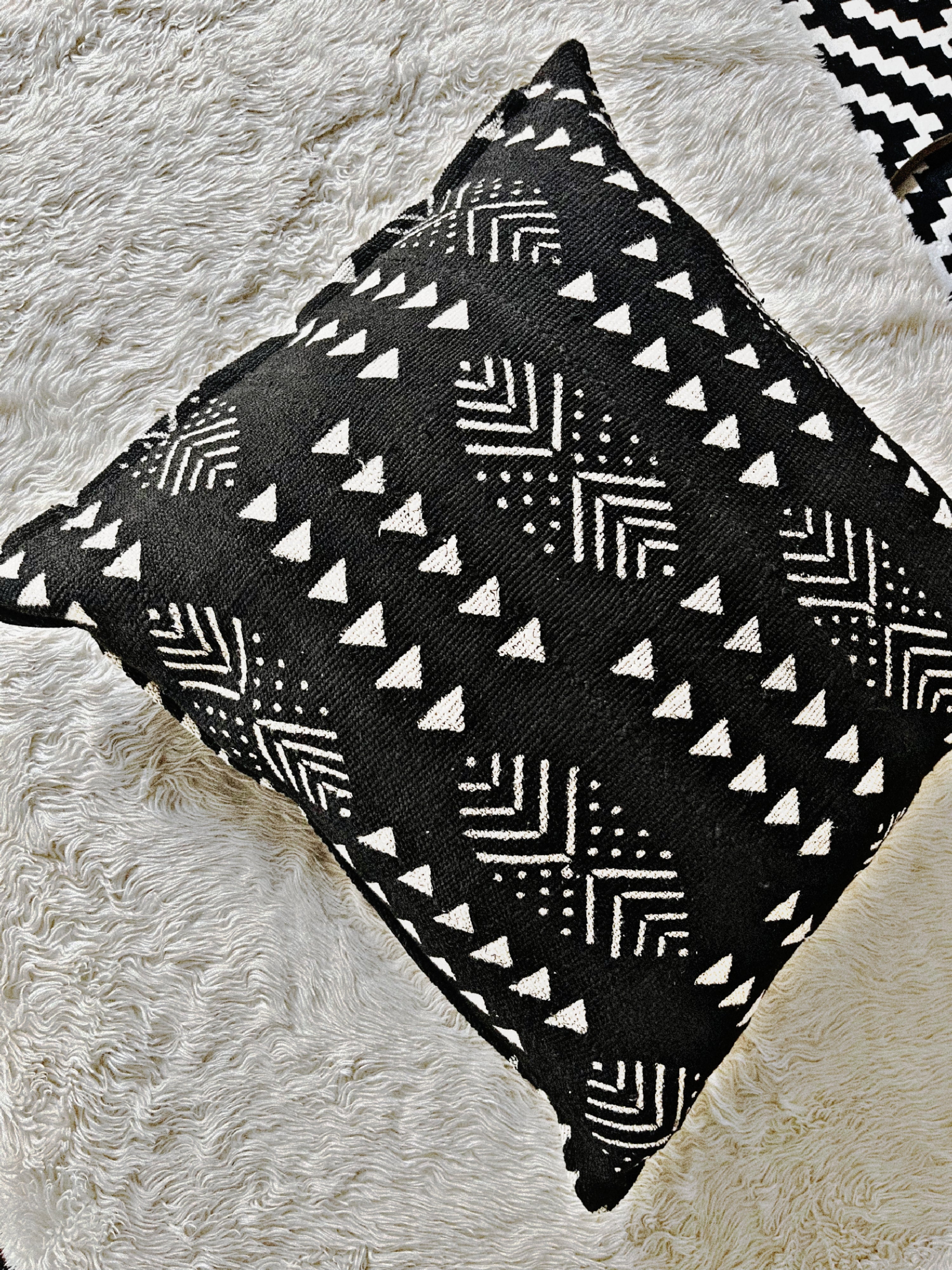Dire Black Mudcloth Cushion