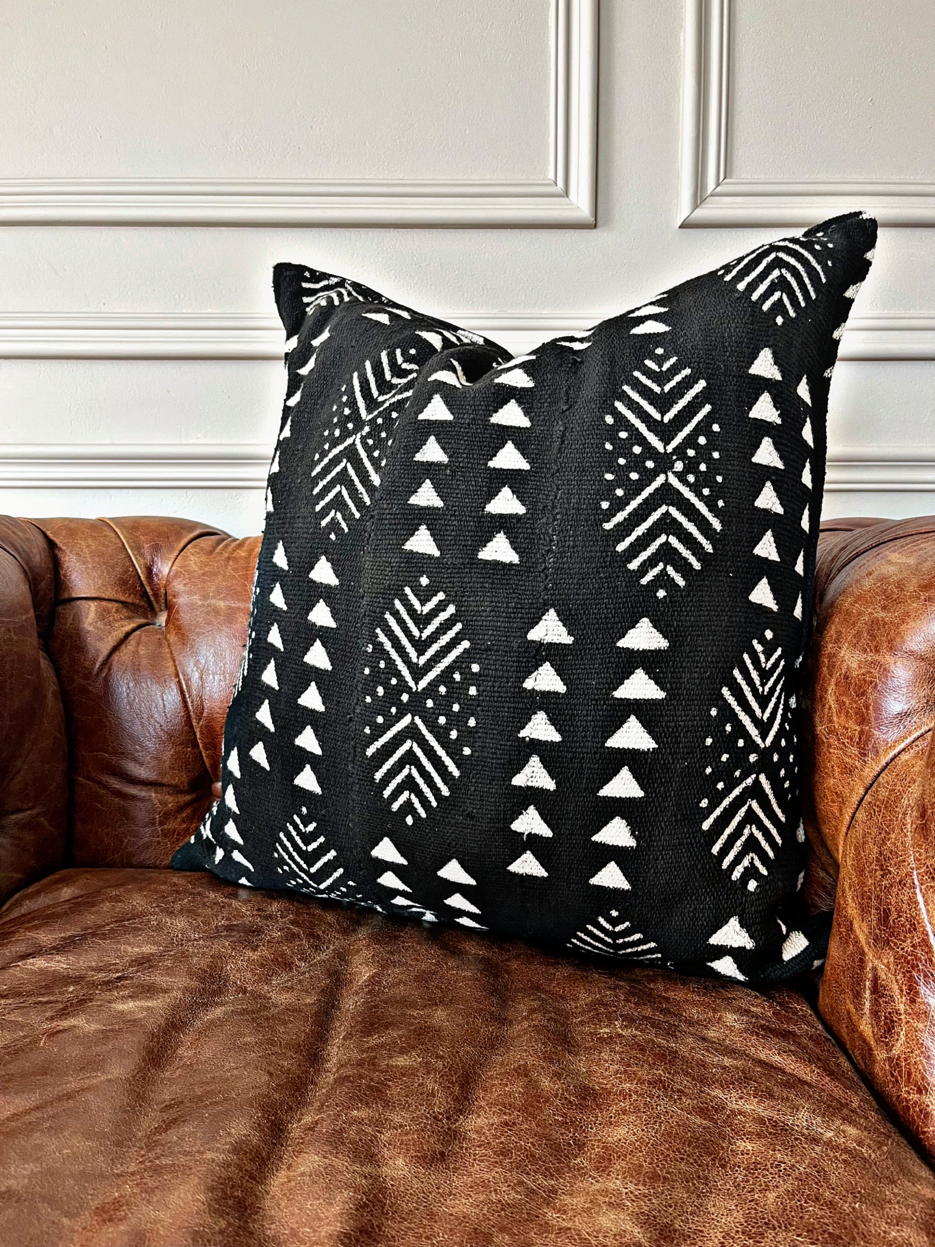 Dire Black Mudcloth Cushion