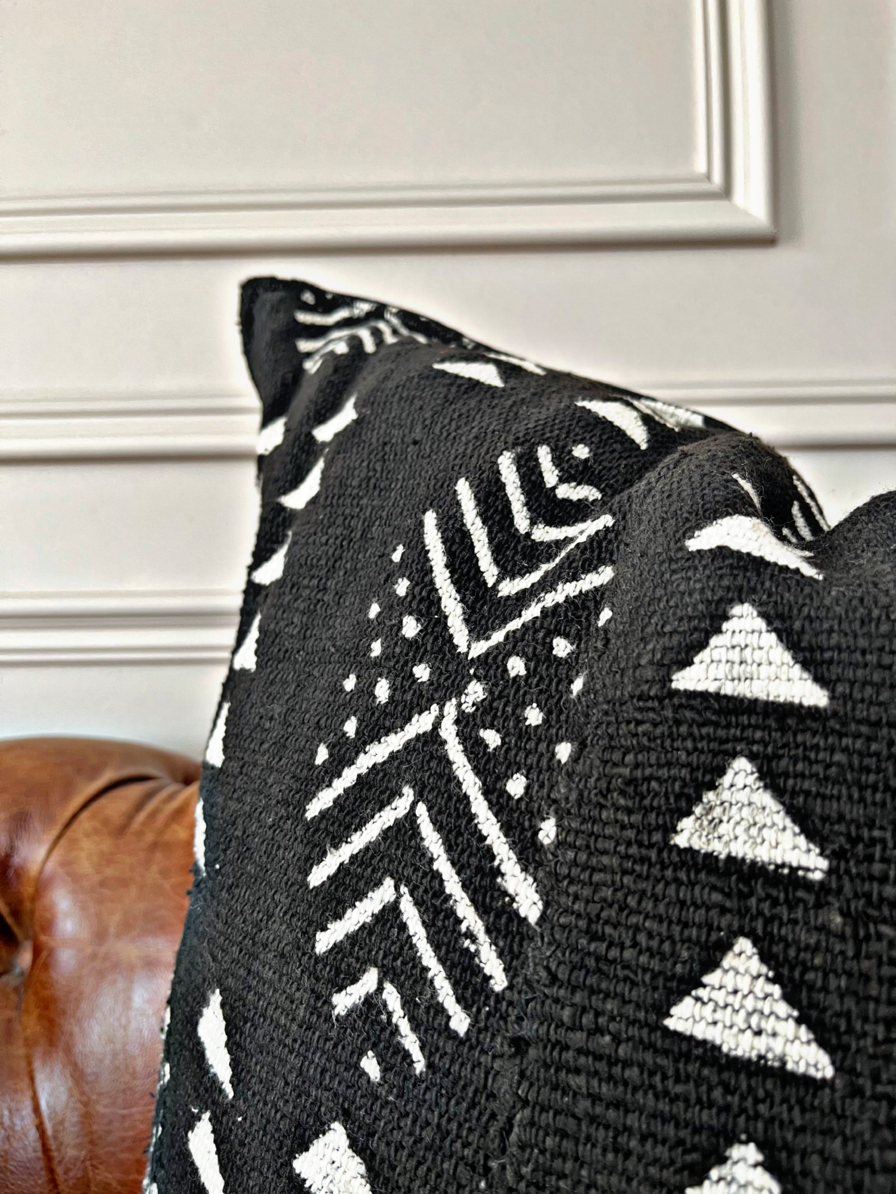 Dire Black Mudcloth Cushion