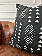 Dire Black Mudcloth Cushion
