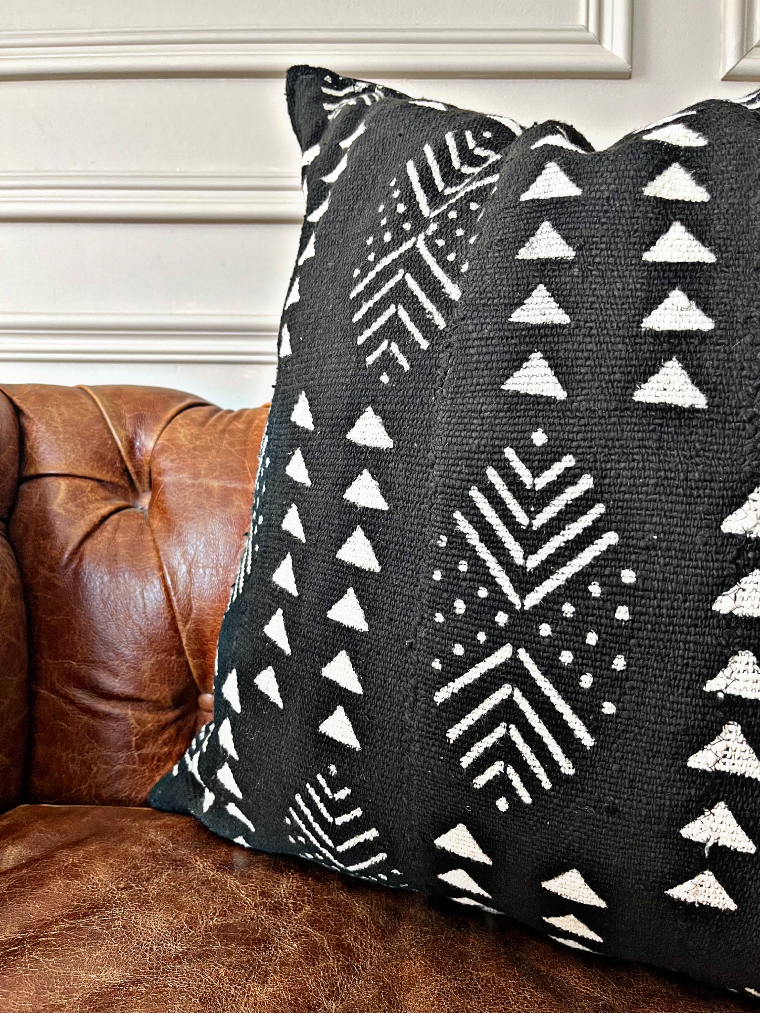 Dire Black Mudcloth Cushion