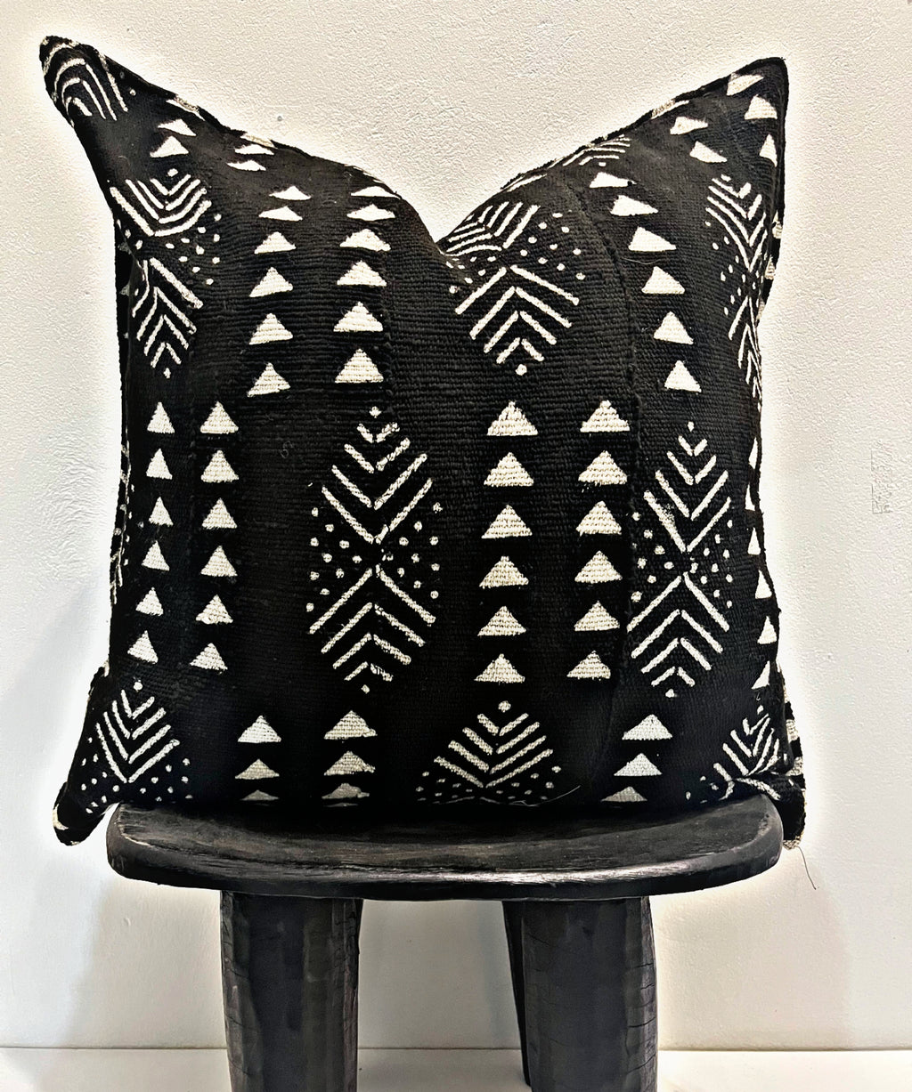 Dire Black Mudcloth Cushion