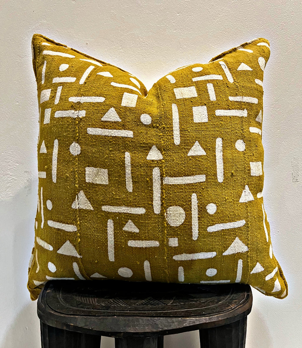 Zégoua Mustard Mudcloth Cushion
