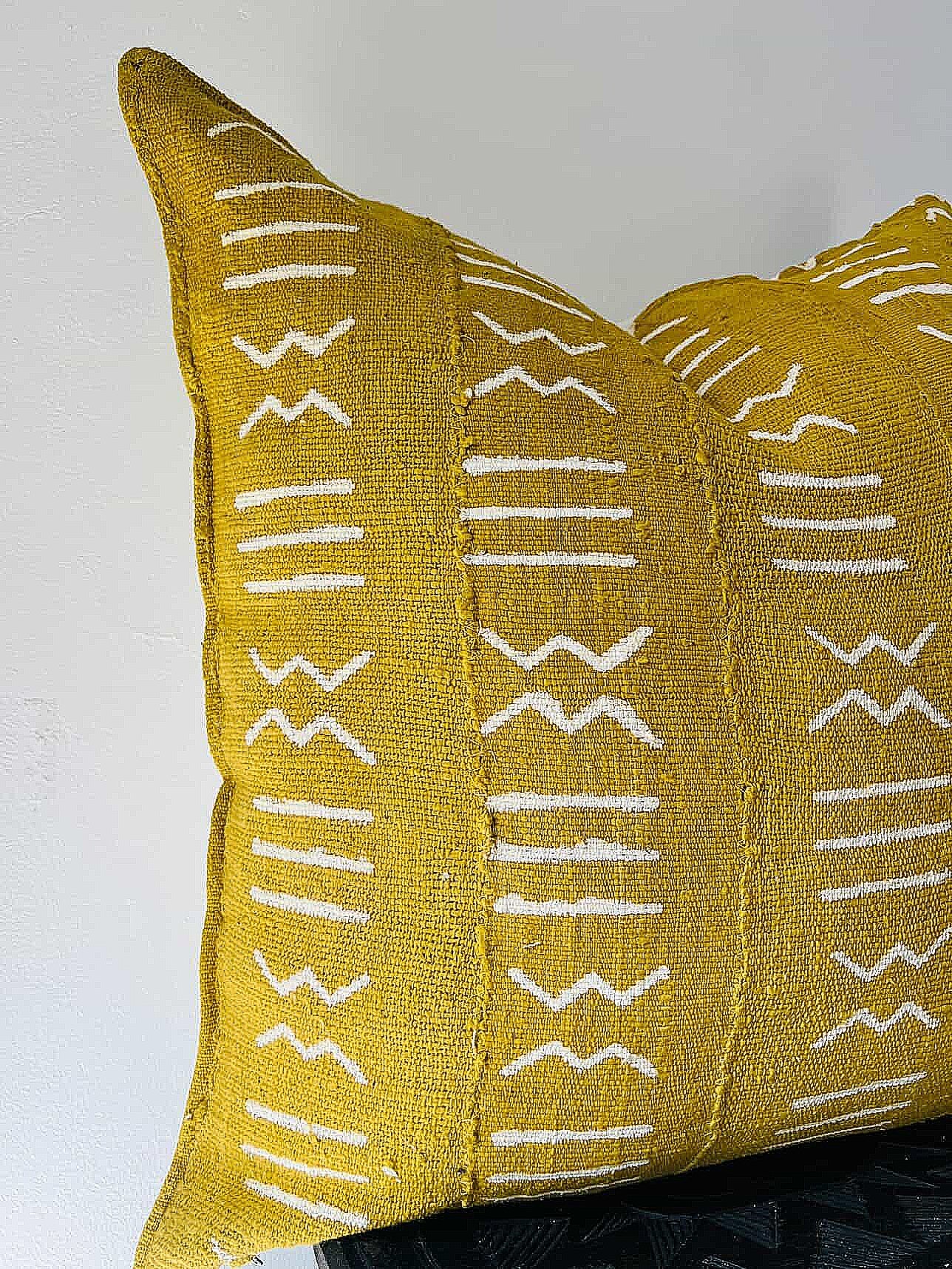 Moribabougou Mustard Mudcloth Cushion