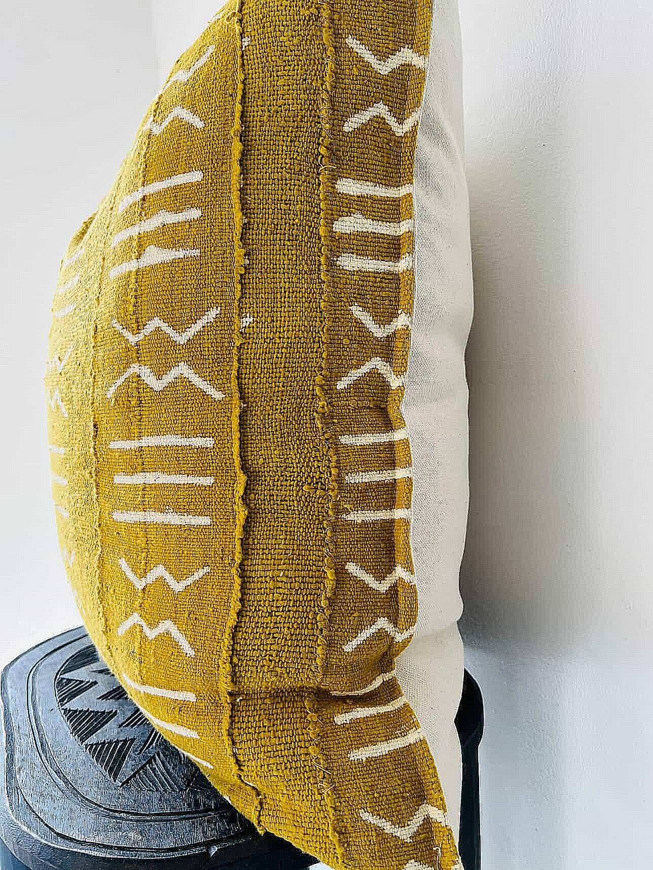 Moribabougou Mustard Mudcloth Cushion