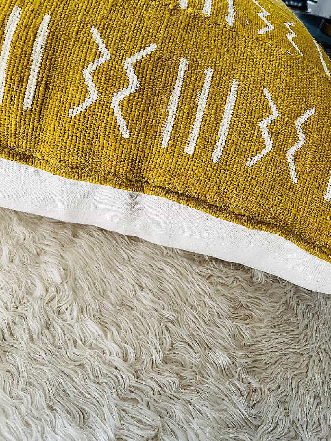 Moribabougou Mustard Mudcloth Cushion