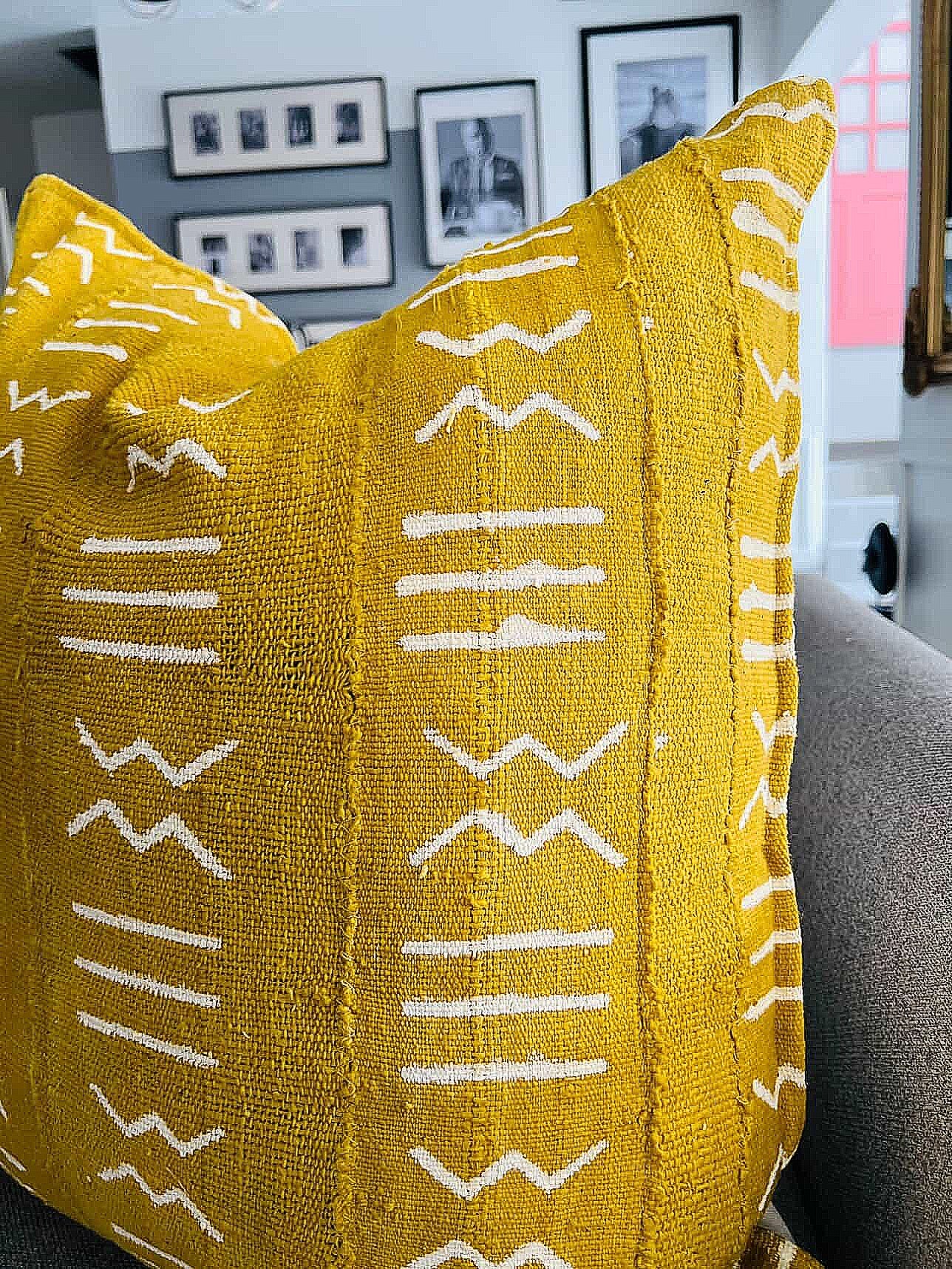 Moribabougou Mustard Mudcloth Cushion