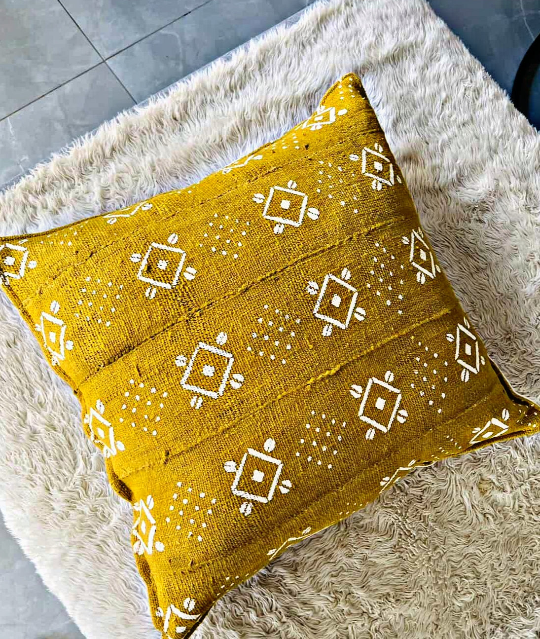 Youri Mustard Mudcloth Cushion