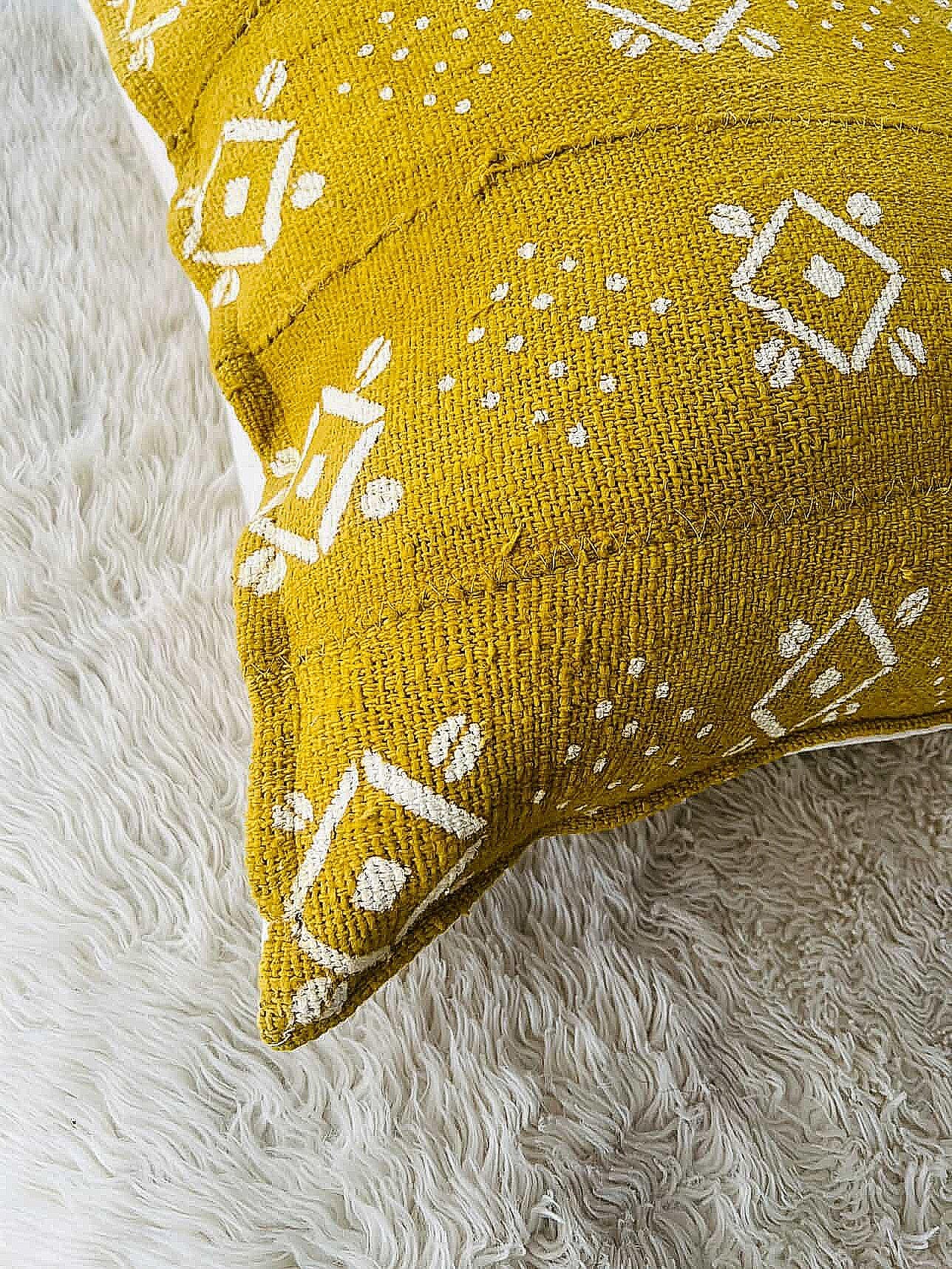 Youri Mustard Mudcloth Cushion