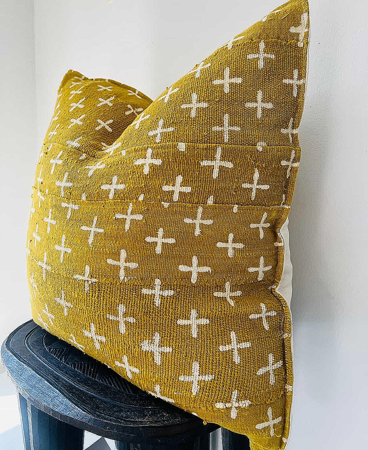 Somankidi Mustard Mudcloth Cushion