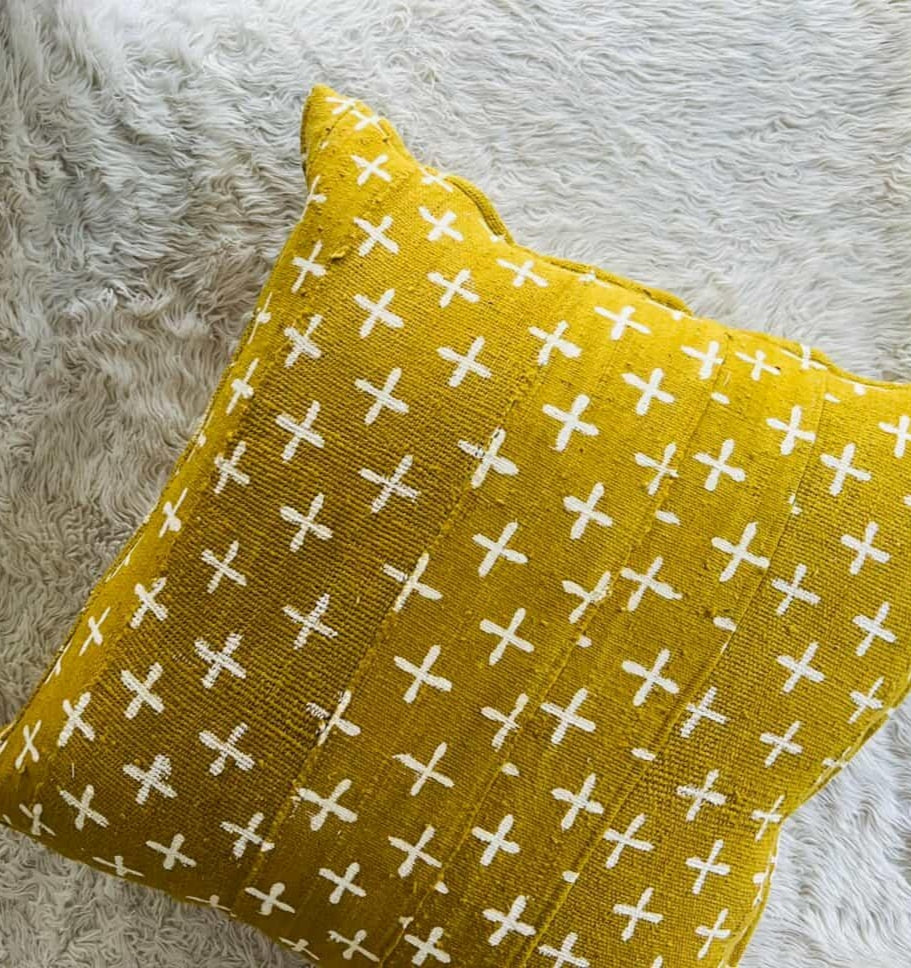 Somankidi Mustard Mudcloth Cushion