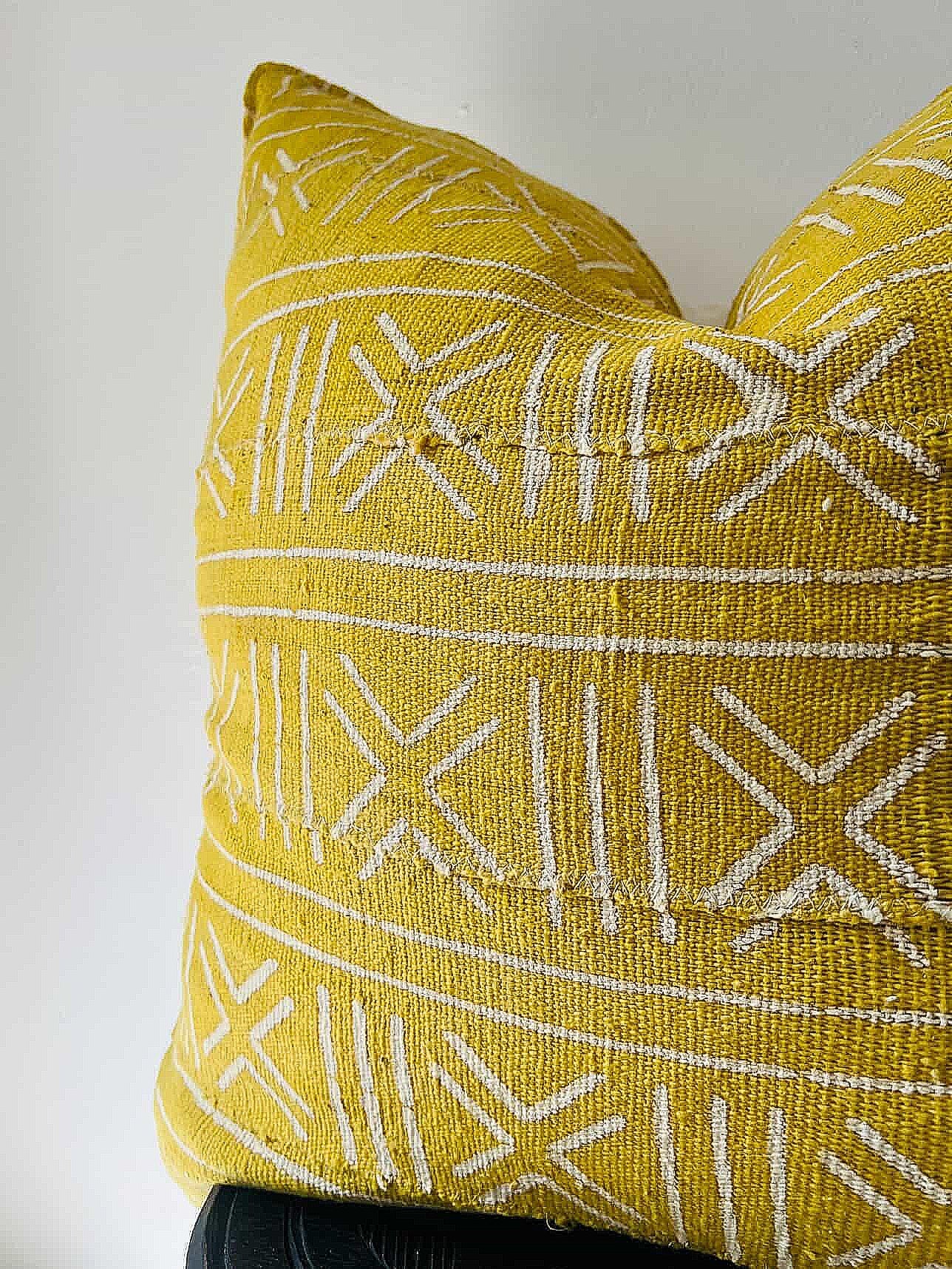 Toya Mustard Mudcloth Cushion
