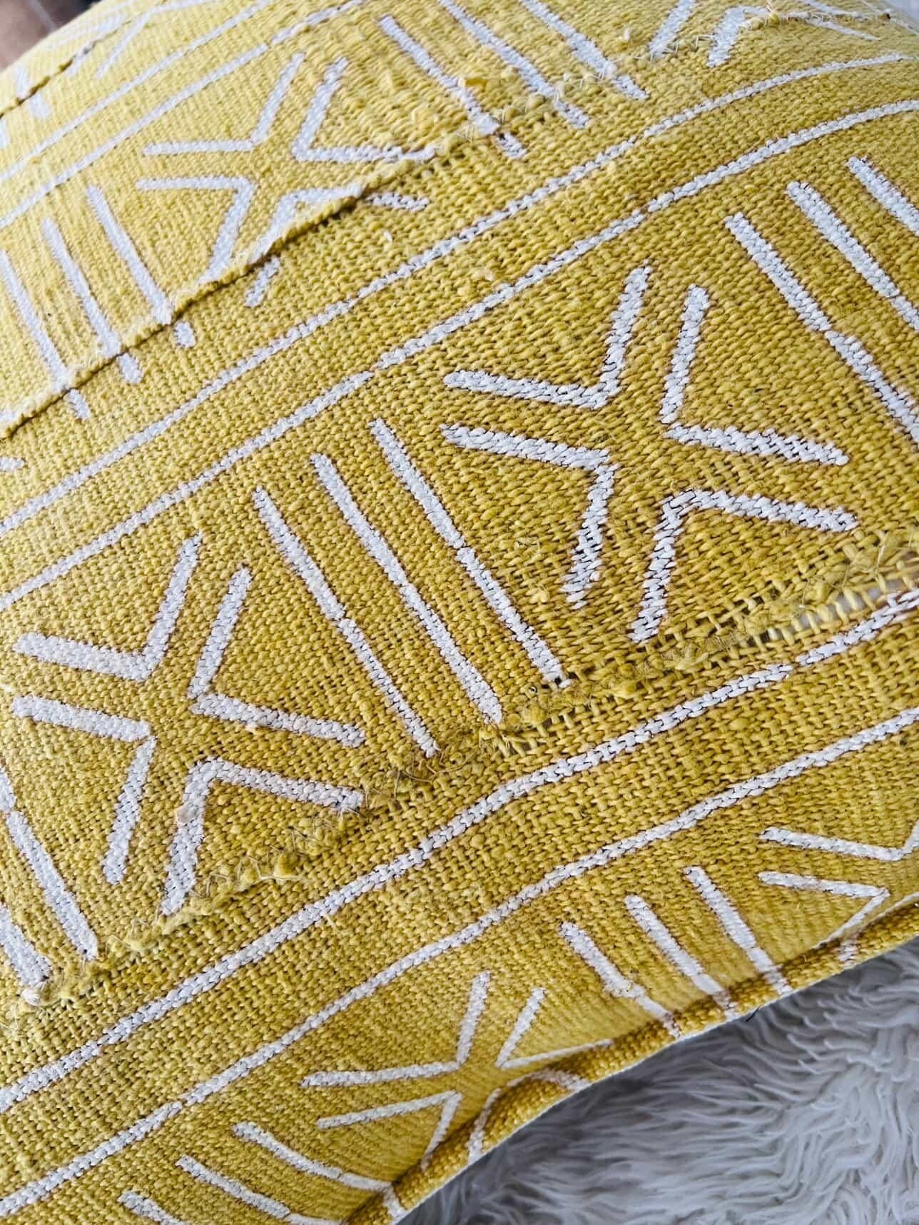 Toya Mustard Mudcloth Cushion